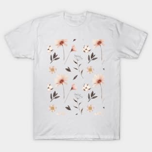 Hand painted watercolor floral pattern - Peach tones T-Shirt